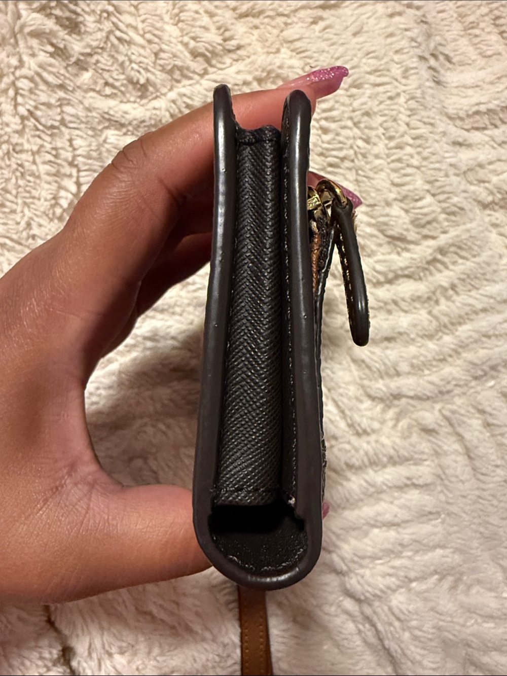 Michael Kors "Brown/Luggage" MK Sig Saffiano Slim Tech Wristlet - Picture 5 of 8